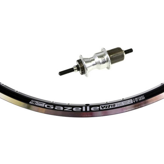 Achterwiel Gazelle velg VR19 zwart cassettenaaf  FH-IM70DZ 8/9/10v vaste naaf 36 gaats 2x18 spaakpatroon - 4527169120400