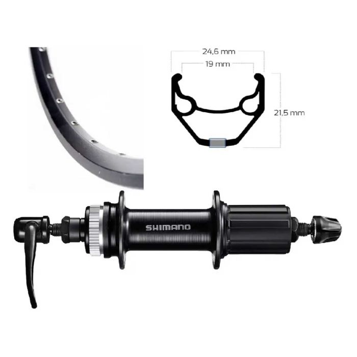 Achterwiel Roland 28" uitval cassette Shimano 8/9/10v Disc Centerlock FH-QC300 ZAC2000 zwart