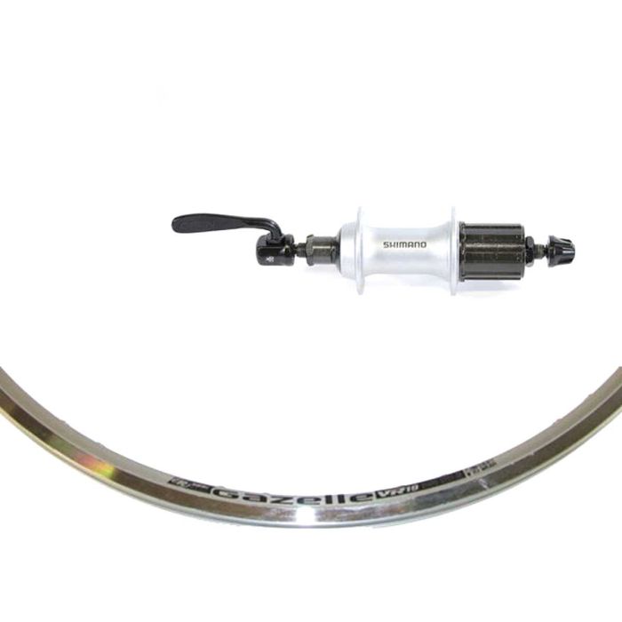 Achterwiel Gazelle velg VR19 zilver cassettenaaf 8/9/10v uitvalnaaf 32 gaats 2x16 spaakpatroon AFHT3000BZAS5
