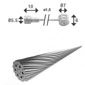 Remkabel XLC binnenkabel RVS 3,00m peer & ton nippel - 2500365013