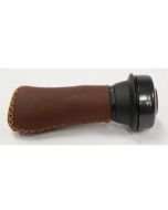 Handvat Gazelle aero leer BRUIN met draaibel links 100mm - 540279000
